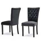 Tufted Velvet Dining Chairs with Chrome Nailhead Trim, Set of 2