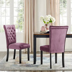 Tufted Velvet Dining Chairs with Chrome Nailhead Trim, Set of 2