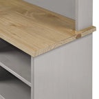 Gray Wash Solid Pine Wood Hall Tree with Seat & Metal Hangers