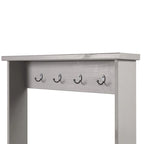 Gray Wash Solid Pine Wood Hall Tree with Seat & Metal Hangers
