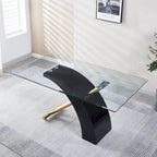 Rectangular Tempered Glass Top Dining Table | Modern Chrome Base