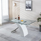 Rectangular Tempered Glass Top Dining Table | Modern Chrome Base