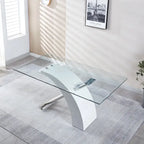 Rectangular Tempered Glass Top Dining Table | Modern Chrome Base