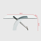 Rectangular Tempered Glass Top Dining Table | Modern Chrome Base