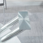 Rectangular Tempered Glass Top Dining Table | Modern Chrome Base