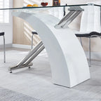 Rectangular Tempered Glass Top Dining Table | Modern Chrome Base