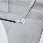 Rectangular Tempered Glass Top Dining Table | Modern Chrome Base