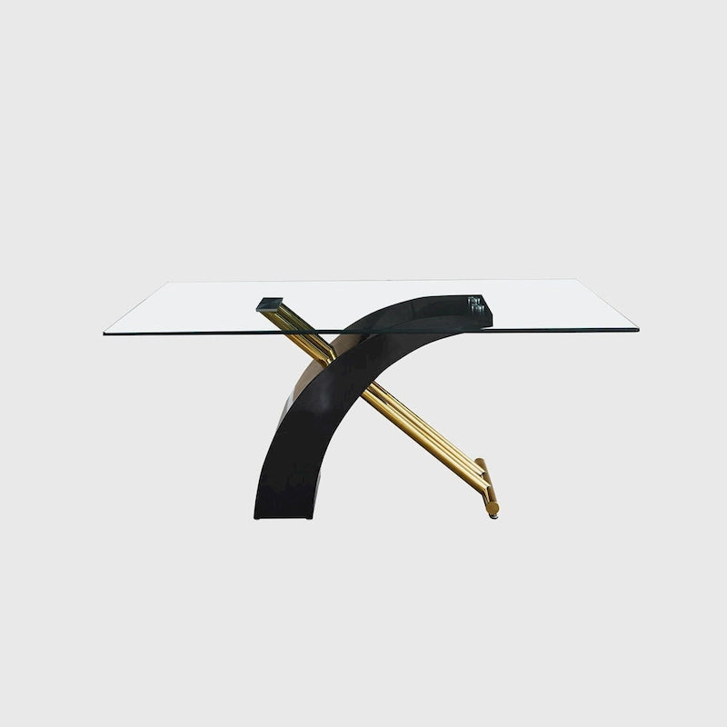 Rectangular Tempered Glass Top Dining Table | Modern Chrome Base