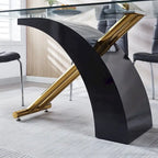 Rectangular Tempered Glass Top Dining Table | Modern Chrome Base