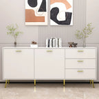 Buffet Sideboard Cabinet with 3 Drawers & 2 Doors, Espresso/White
