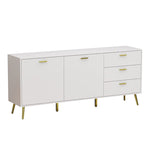 Buffet Sideboard Cabinet with 3 Drawers & 2 Doors, Espresso/White