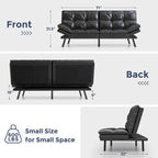 Convertible Futon Sofa Bed with Adjustable Armrests | Foldable Loveseat Sleeper