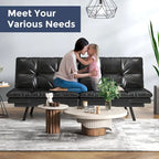 Convertible Futon Sofa Bed with Adjustable Armrests | Foldable Loveseat Sleeper