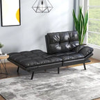 Convertible Futon Sofa Bed with Adjustable Armrests | Foldable Loveseat Sleeper