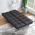 Convertible Futon Sofa Bed with Adjustable Armrests | Foldable Loveseat Sleeper