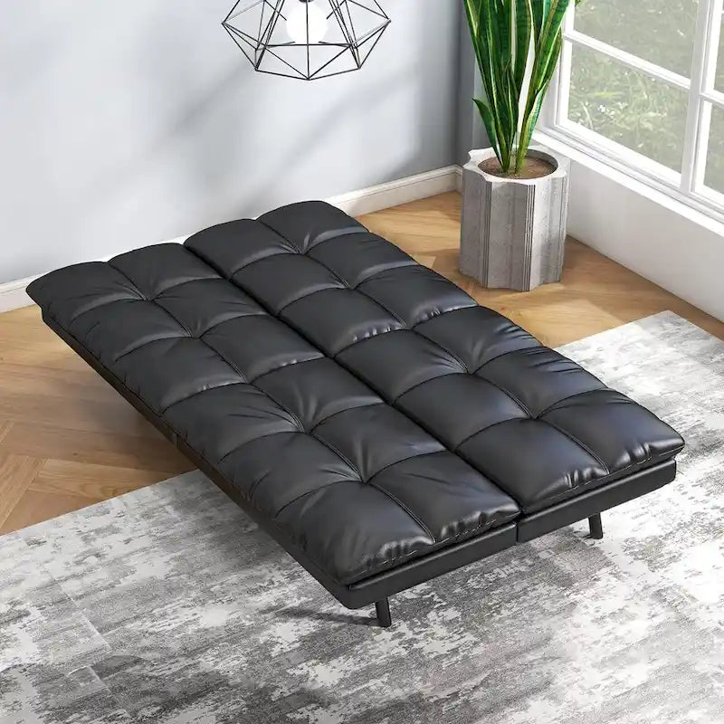Convertible Futon Sofa Bed with Adjustable Armrests | Foldable Loveseat Sleeper