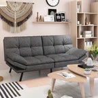 Convertible Futon Sofa Bed with Adjustable Armrests | Foldable Loveseat Sleeper
