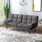Convertible Futon Sofa Bed with Adjustable Armrests | Foldable Loveseat Sleeper