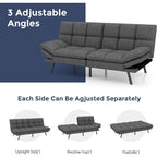 Convertible Futon Sofa Bed with Adjustable Armrests | Foldable Loveseat Sleeper