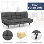 Convertible Futon Sofa Bed with Adjustable Armrests | Foldable Loveseat Sleeper