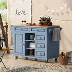 52.8 in. Rolling Kitchen Island with Storage and 5 Drawers