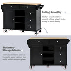 52.8 in. Rolling Kitchen Island with Storage and 5 Drawers