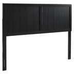 Country Style King Size Black Wooden Headboard with Panel Design