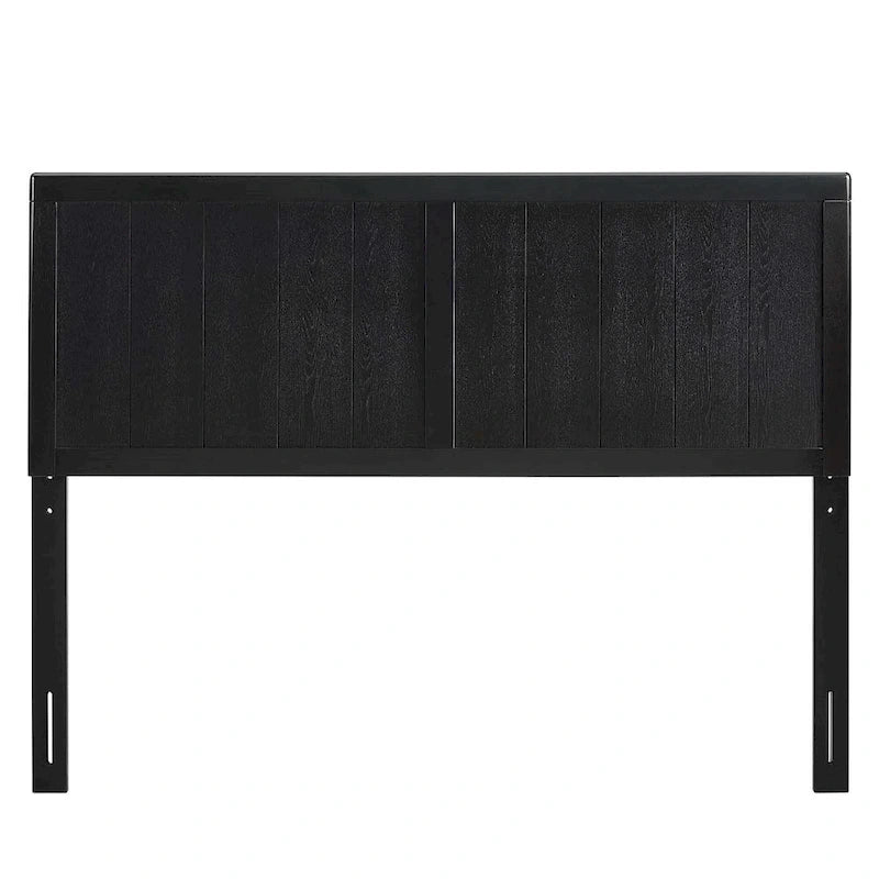 Country Style King Size Black Wooden Headboard with Panel Design