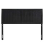 Country Style King Size Black Wooden Headboard with Panel Design