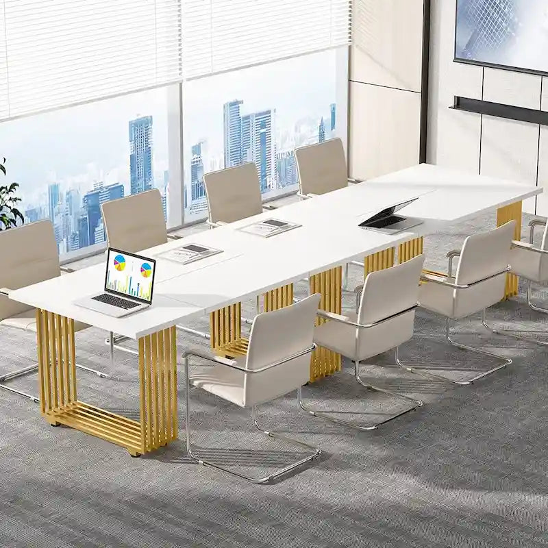 70.9 Inches Modern Office Desk Executive Desk with Gold Metal Legs