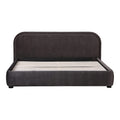 Modern Curved Oatmeal Upholstered Platform Bed | No Box Spring Needed