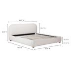 Modern Curved Oatmeal Upholstered Platform Bed | No Box Spring Needed