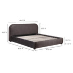Modern Curved Oatmeal Upholstered Platform Bed | No Box Spring Needed