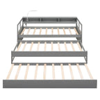 Twin XL Wood Daybed with 2 Trundles, 3 Storage Cubbies, 1 Light for Free and USB Charging Design, Gray