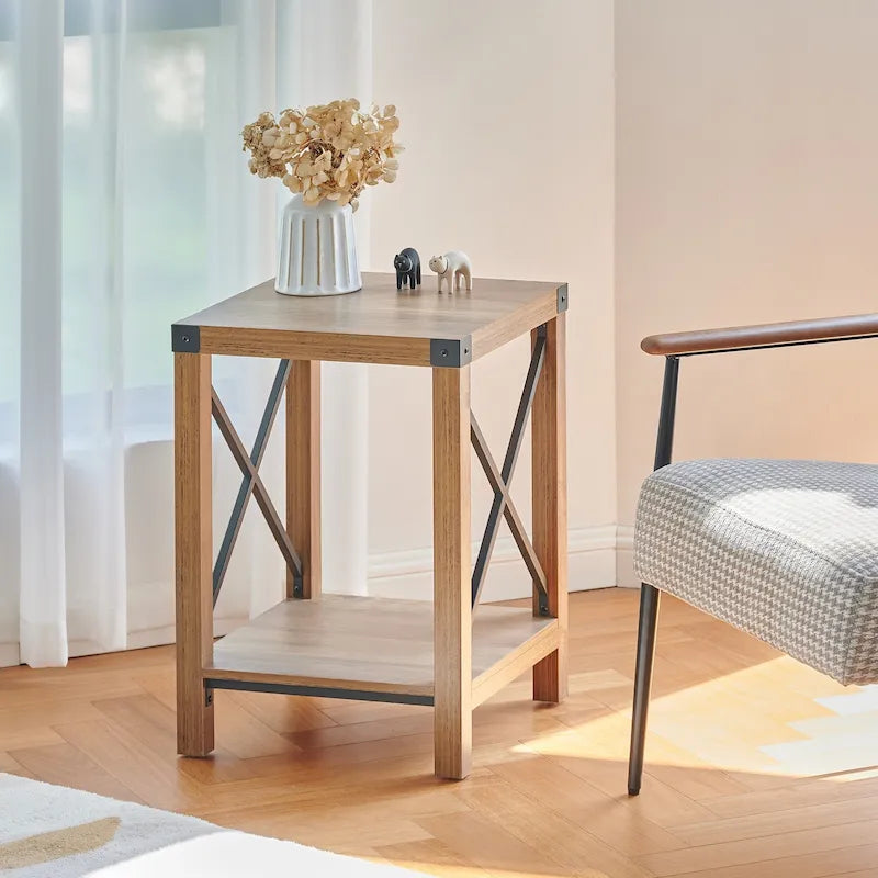 CO-Z Tavolino da Divano o da Salotto, da 40 cm, in Stile Rustico, con Ripiano