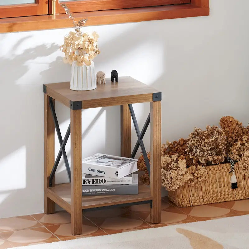 CO-Z Tavolino da Divano o da Salotto, da 40 cm, in Stile Rustico, con Ripiano