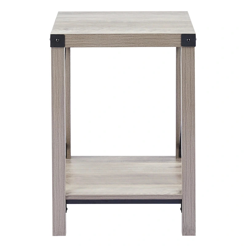 CO-Z 16-Inch Farmhouse Side or End Table with Storage Shelf