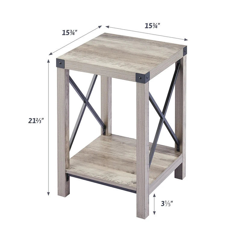 CO-Z Tavolino da Divano o da Salotto, da 40 cm, in Stile Rustico, con Ripiano