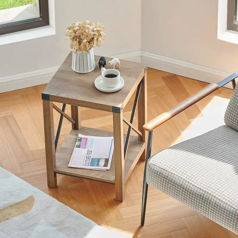 CO-Z 16-Inch Farmhouse Side or End Table with Storage Shelf