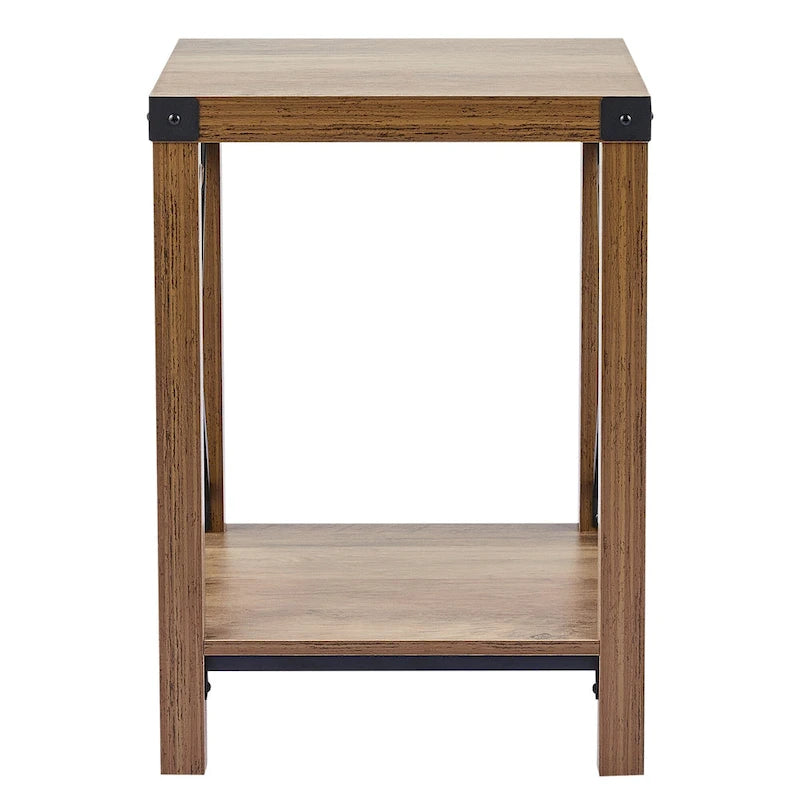 CO-Z 16-Inch Farmhouse Side or End Table with Storage Shelf
