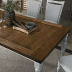 7-Piece Dining Table Set with 6 Upholstered Chairs, Rustic White & Oak