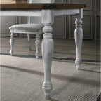 7-Piece Dining Table Set with 6 Upholstered Chairs, Rustic White & Oak