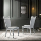 7-Piece Dining Table Set with 6 Upholstered Chairs, Rustic White & Oak