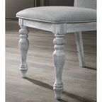 7-Piece Dining Table Set with 6 Upholstered Chairs, Rustic White & Oak