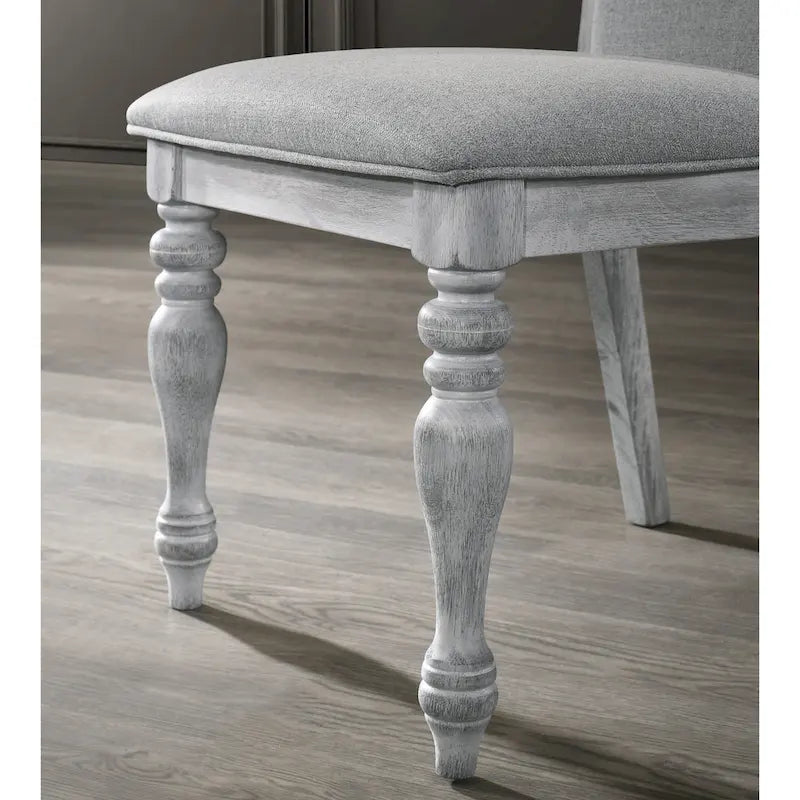 7-Piece Dining Table Set with 6 Upholstered Chairs, Rustic White & Oak