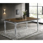 7-Piece Dining Table Set with 6 Upholstered Chairs, Rustic White & Oak