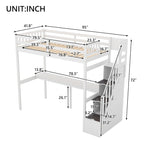 Twin Size Loft Bed with Staircase, Built-in Desk and Storage Steps