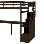 Twin Size Loft Bed with Staircase, Built-in Desk and Storage Steps