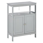 Freestanding Modern Grey Bathroom Storage Cabinet with Doors and Open Shelf