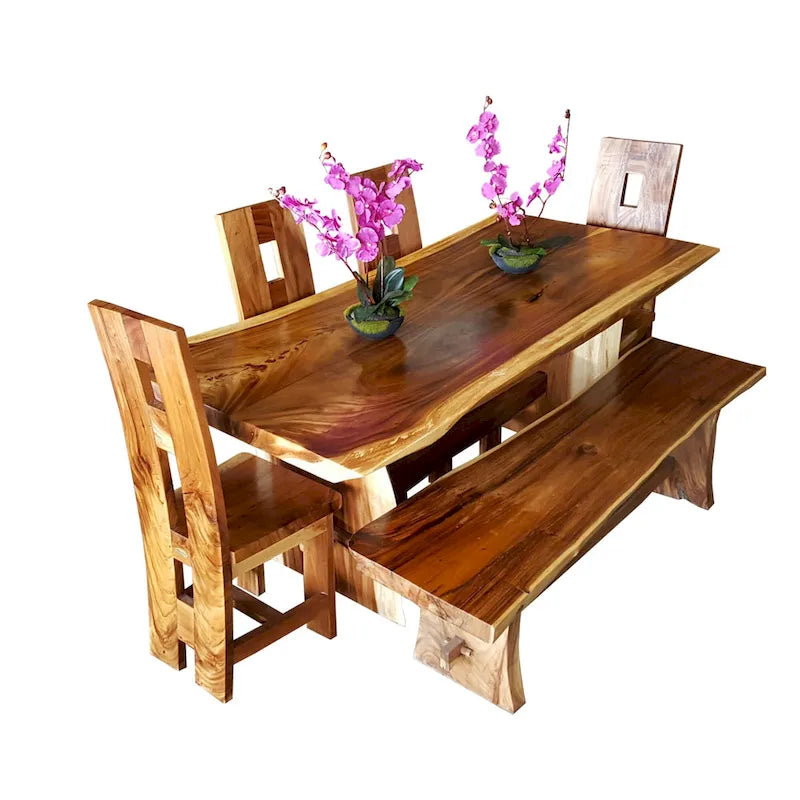 71" Suar Wood Live Edge Unique Slab Dining Table (Table Only)
